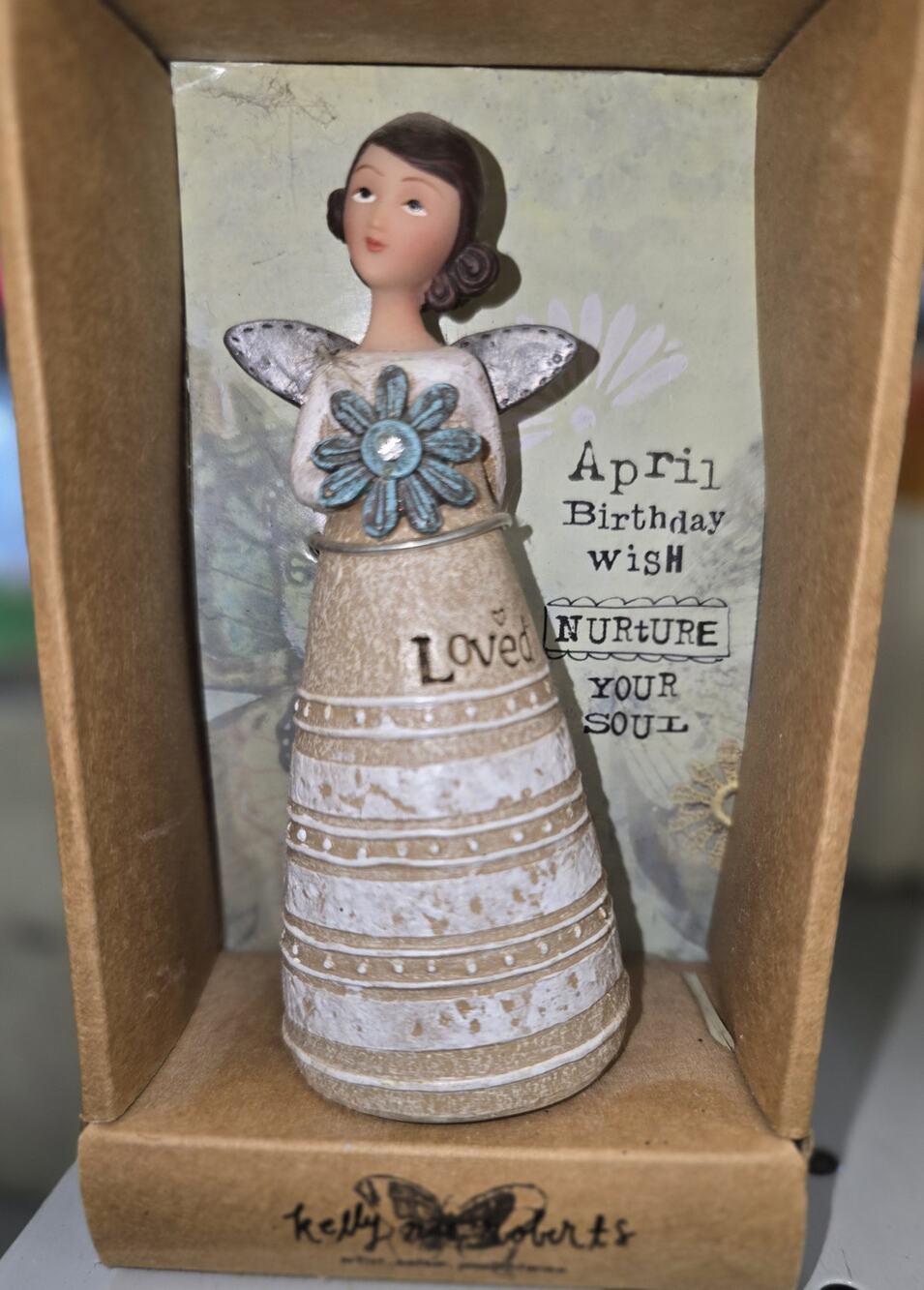 Kelly Rae Roberts April Birthday Wish Angel Figurine • Studio by Demdaco • NIB